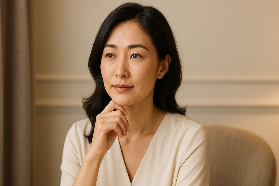 異なる年代を表現する要素を持つ日本人女性のポートレート、世代を問わない美しさと知性を表現